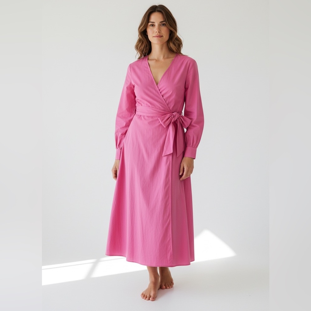 MAX MARA Pink Taffeta Wrap Shirt Dress Size 12
